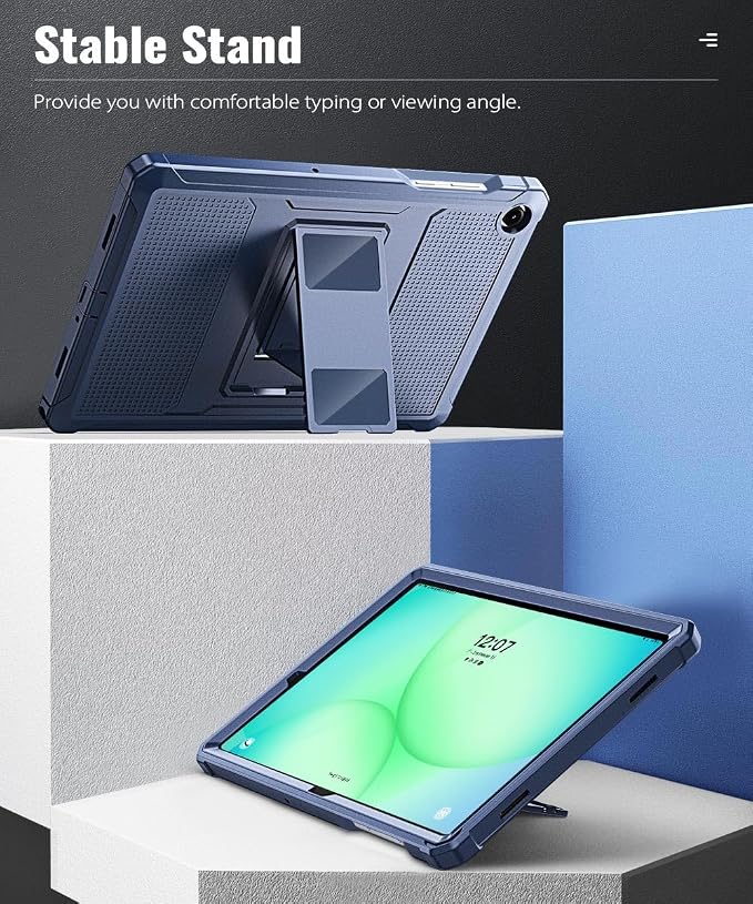 MoKo Shockproof Case Fit Samsung Galaxy Tab A11+ Plus/ A9+ 11 Inch | Full Body Rugged Stand Back Cover with Built-in Screen Protector for Galaxy Tab A11+/ A9+ Tablet Light Gray