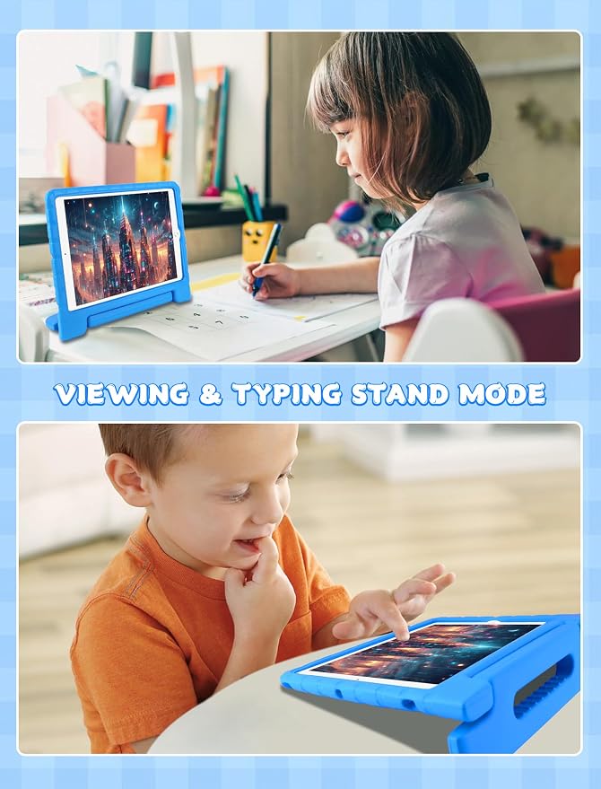 Heavy Duty Kids Case for iPad 10th/11th(A16) Pencil Holder Stand | Rugged Protection Cover for 11/10.9-inch iPad 2025/2022 Lightweight EVA Foam Anti-slip for Home School Travel Blue
