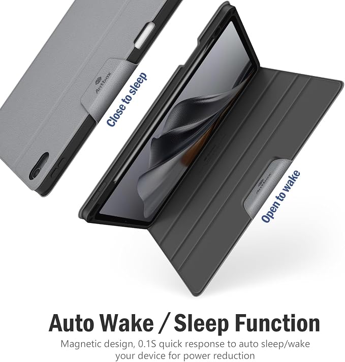 Antbox Case for iPad Air 11-inch M4/M3/M2 (2026/2025/2024) iPad Air 5th/4th Generation 10.9'' Vegan Leather with Pencil Holder Typing Angle Auto Sleep/Wake Muti-Stand (Black)