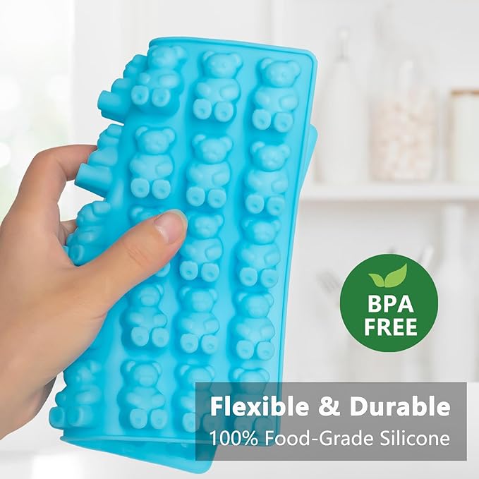 HKUCFTT Large Gummy Bear and Worm Molds, Silicone Candy Molds, 4 Pack