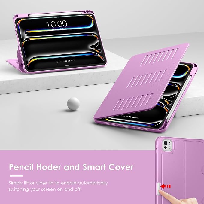 VIKESI Case for iPad Pro 11 inch (M5/M4) 2025/2024Multiple Angles Magnetic Stand CoverShockproof BackPencil Holderand Auto Sleep/WakeBlack