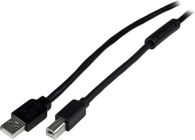 StarTech 30ft Active USB 2.0 Cable USB-A to USB-B Black (USB2HAB30AC) | Printer cable Cord Extension Male to Male Built-in equalizing chip for 30ft USB 2.0 connections
