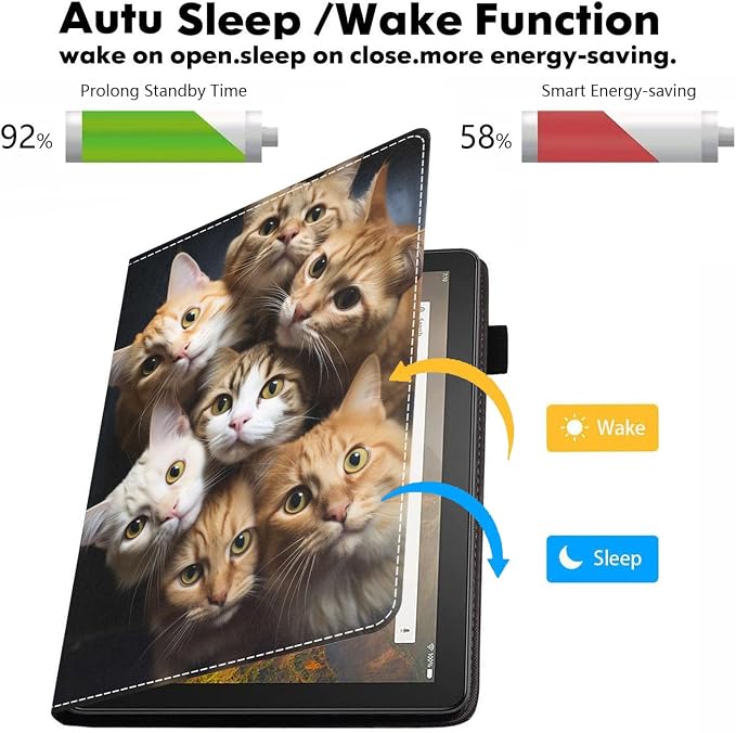 Case for Amazon Kindle Fire HD 10 Tablet 10.1 (9th/7th Generation 2019/2017 Release) - PU Leather Folio Case with Smart Auto Wake/Sleep African American Girl