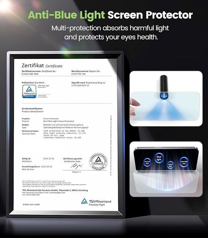 PandaShield 2-Pack Screen Protector for iPhone 14 Pro Max Ultra-Thin 6H PET Film [Not Glass] Anti-Blue Light Easy Installation via Auto-Alignment Tray Bubble-FreeAnti-Scratch