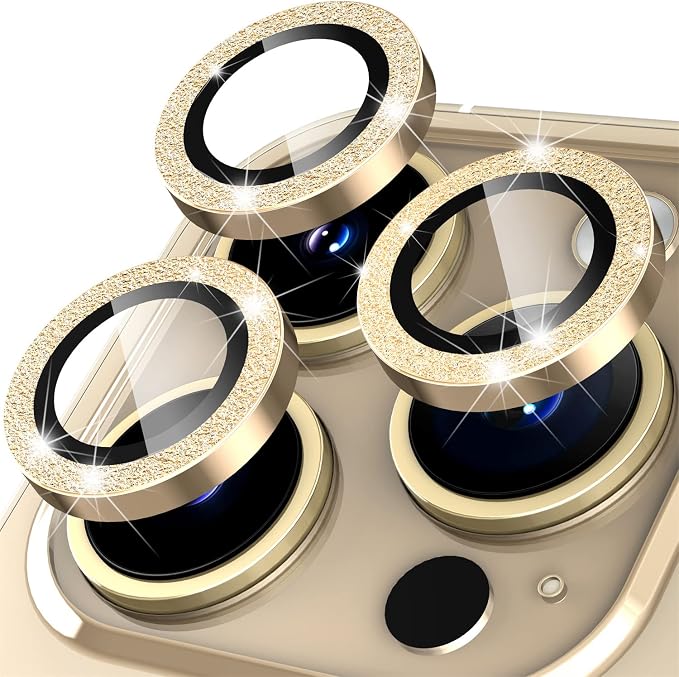 Suoman for iPhone 14 Pro Max / 14 Pro Camera Lens Protector [Diamonds Bling] 9H Tempered Glass Full Coverage Metal Protective Cover - Diamond Black