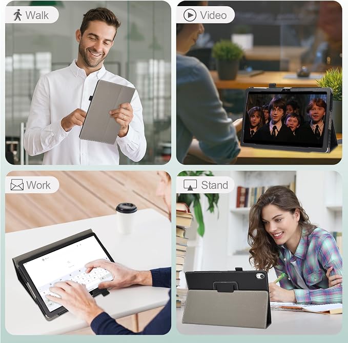 Case for Onn. 10.1 Inch Tablet Gen 4 Model:100135925 2024 Release - Folio PU Leather Stand Cover with Pencil Holder Black