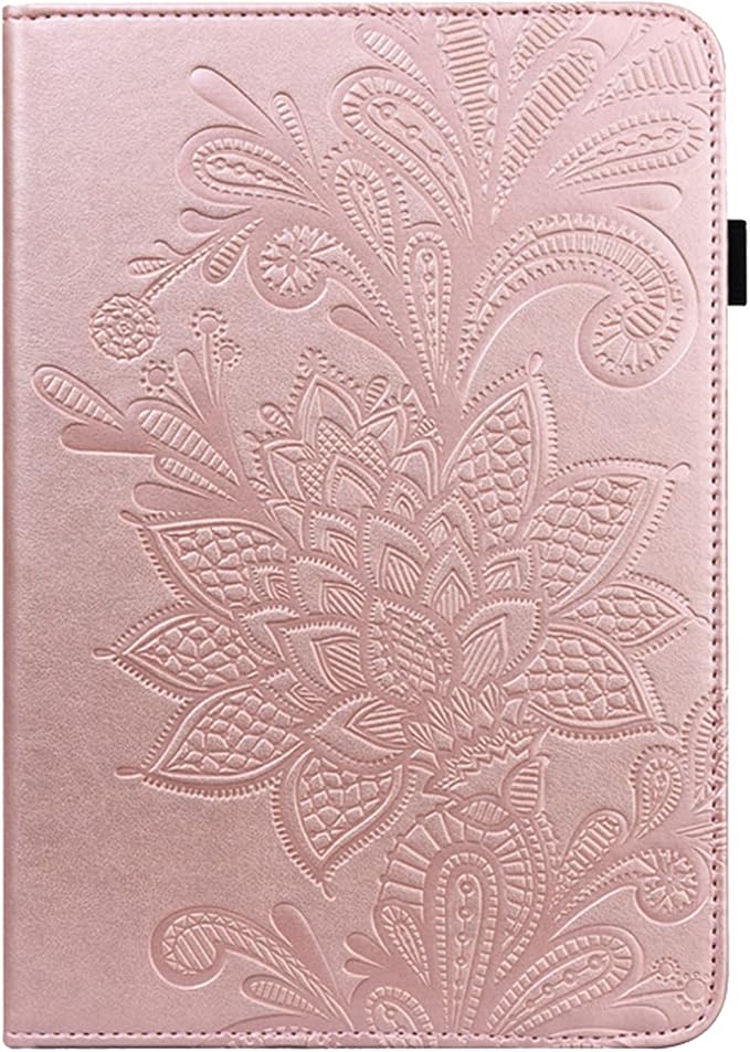 for Kindle Fire HD 8 Tablet (only Fits 10th Generation) &amp Fire HD 8 Plus 8 Case 2020 with Stand/Pencil Holder/Card Pocket/Elastic Band Embossed PU Leather Floral Cover Brown Peacock Flower