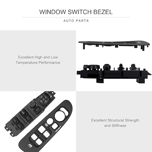 BASIKER Master Power Window Switch and Bezel, Driver Side Window Switch Bezel Replacement for 2002 to 2010 Dodge Ram 1500 2500 3500, Black