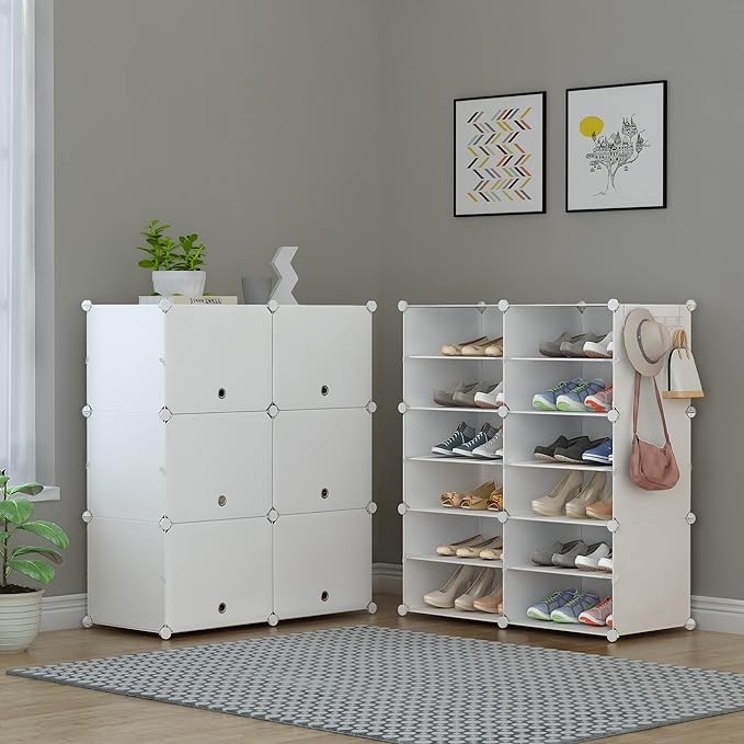 HOMIDEC Shoe Rack, 6 Tier Shoe Storage Cabinet 24 Pair Plastic Shoe Shelves Organizer for Closet Hallway Bedroom Entryway