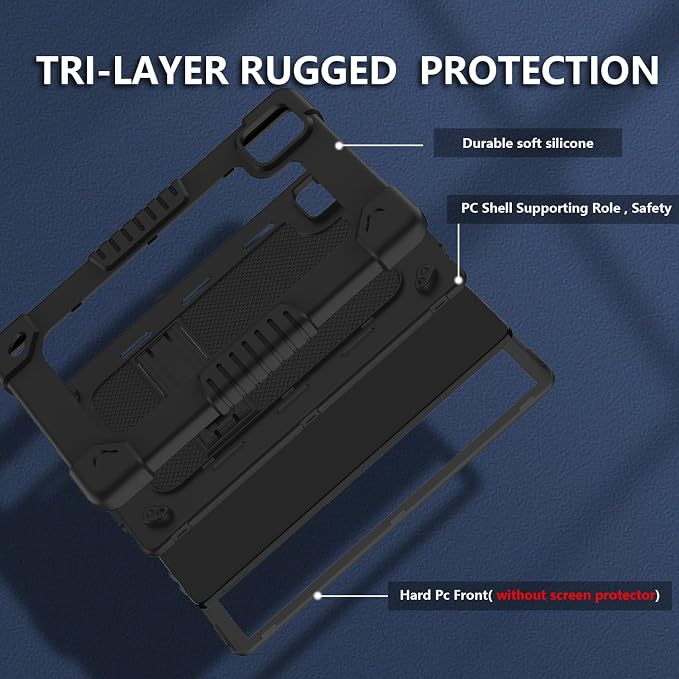 for Revvl Tab 5G Tablet Case 10.36 inch 2023for T-Mobile Revvl Tab 5G Tablet CaseHeavy Duty Shockproof Cover with Strap Kickstand for T-Mobile Revvl Tab 5G 10.36 inch (Black)