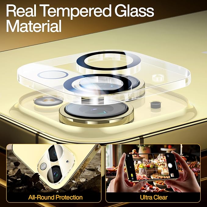 SMARTDEVIL (3+3 Pack HD Clear Screen Protector for iPhone 14 Pro Max with 3 Camera Lens Protectors 9H Tempered Glass Shatter-Resistant SmartPull Dust &amp Bubble-Free Install Frame Case-Friendly