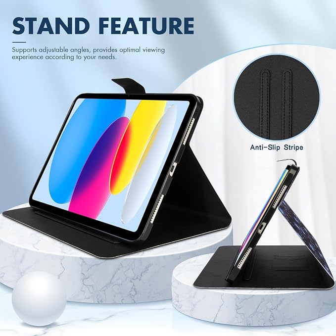 Dteck for iPad A16/10th Generation 10.9 Inch 2022 Case with Pencil HolderPremium PU Leather Folio Multiple Viewing Angles Stand Cover Auto Wake/Sleep Protective Tablet Cases for Women MenBookshelf
