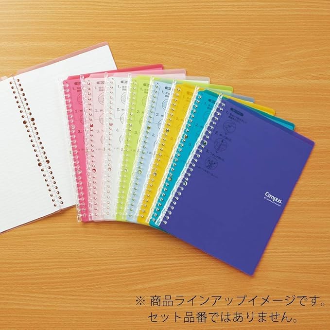 Kokuyo Campus Smart Ring Binder, A5 Yellow Green Refillable Binder Notebook 20 Holes with 10 Extra Loose-Leaf Paper, Up to 25 Filler Papers for Work & Study, Japan Import (RU-SP130YG)