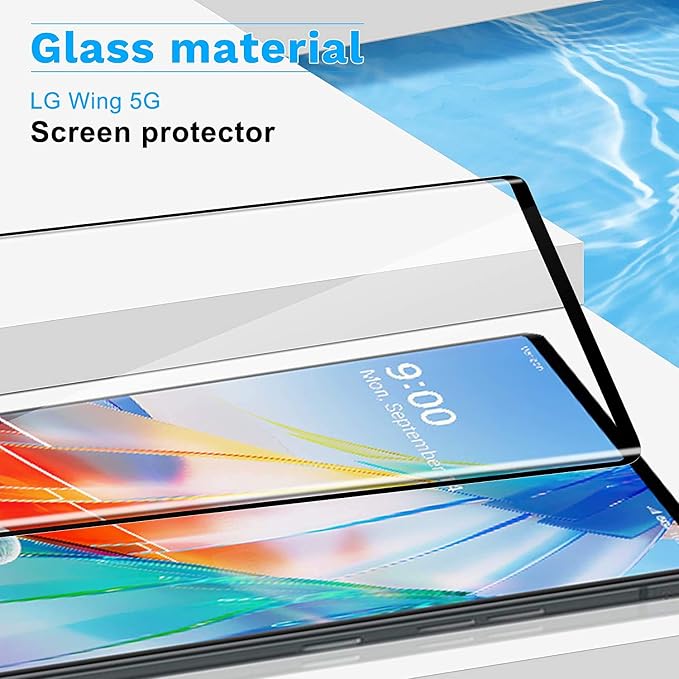 for LG Wing 5G 3D Curved Screen Protector [2pack] Full Coverage HD Clear Anti-Scratch Anti-Fingerprint Tempered Glass Screen Protector for LG wing [Black]