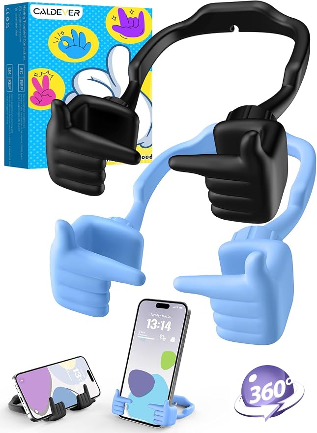 Phone Stand Holder for Desk Stocking Stuffers for Teenage Girls Boys (2 Black/Macaron Blue)