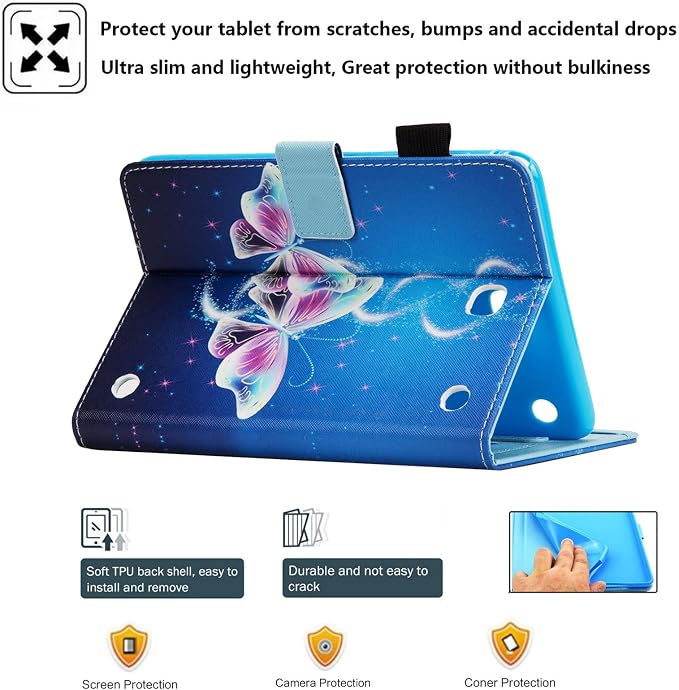 Case for Samsung Galaxy Tab A 8.0 inch Tablet Case 2015 (Model SM-T350/T355/P350/P355) with Pencil Holder [Auto Sleep/Wake] Stand Folio PU Leather Shockproof Cover Magnetic Smart WalletNight