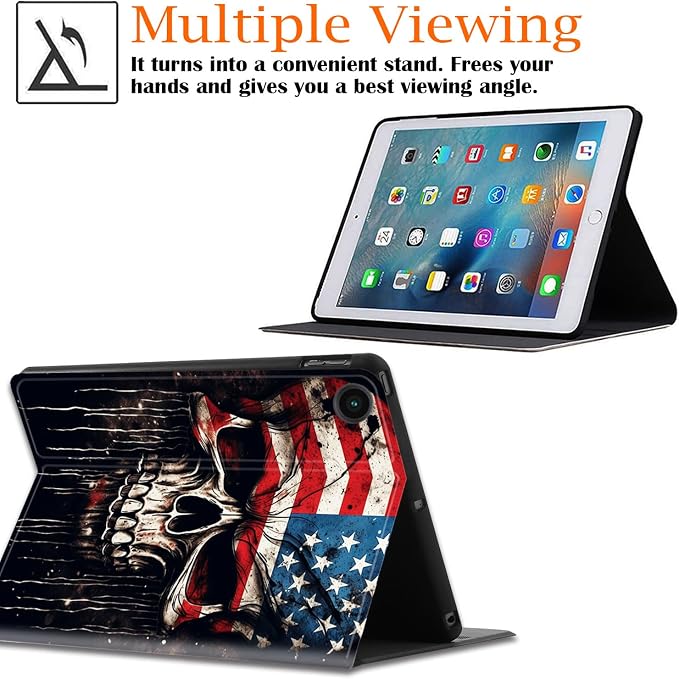 Case for Samsung Galaxy Tab A9 Plus 11 2023 Multi-Viewing Angles with Automatic Sleep/Wake Function for Samsung Galaxy A9+Tablet (SM-X210/X216/X218) American Flag Wolf