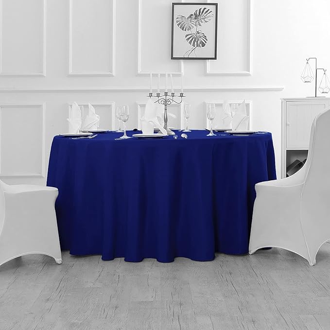 6 Pack Royal Blue Round Tablecloths 120 Inches Table Cloth Stain and Wrinkle Resistant Washable Polyester Table Cover Fabric for Party, Wedding,Dining,and Banquet Decoration