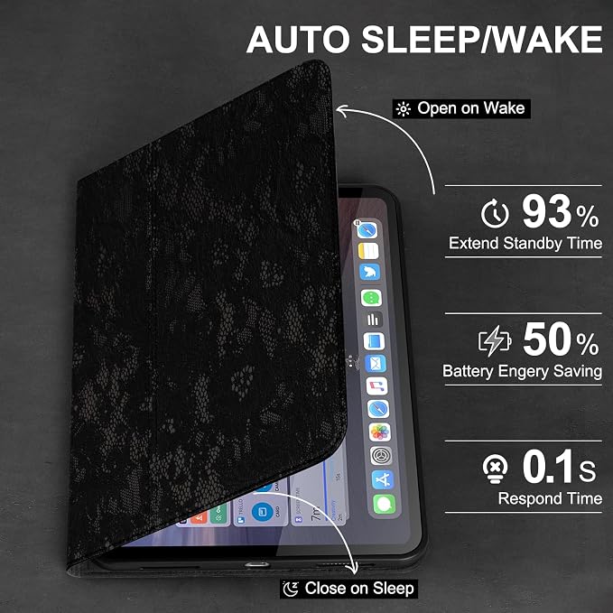 Leather Case for iPad Pro 11 Inch 4/3/2/1 GenSilver Black | Genuine Leather Cover for iPad Pro 11 2022/2021/2020/2018Smart Folio Auto Sleep/WakeProtectiveAdjustable Stand