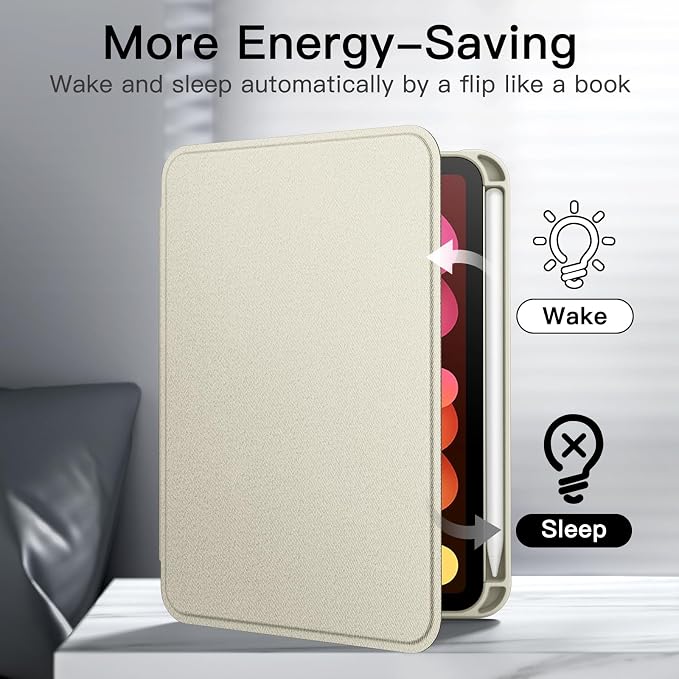 JETech Folio Case Cover for iPad mini A17 Pro/6th Gen (2024/2021) Black | Multi-Angle Stand Cover Pencil Holder Slim Protective Cover Auto Wake/Sleep