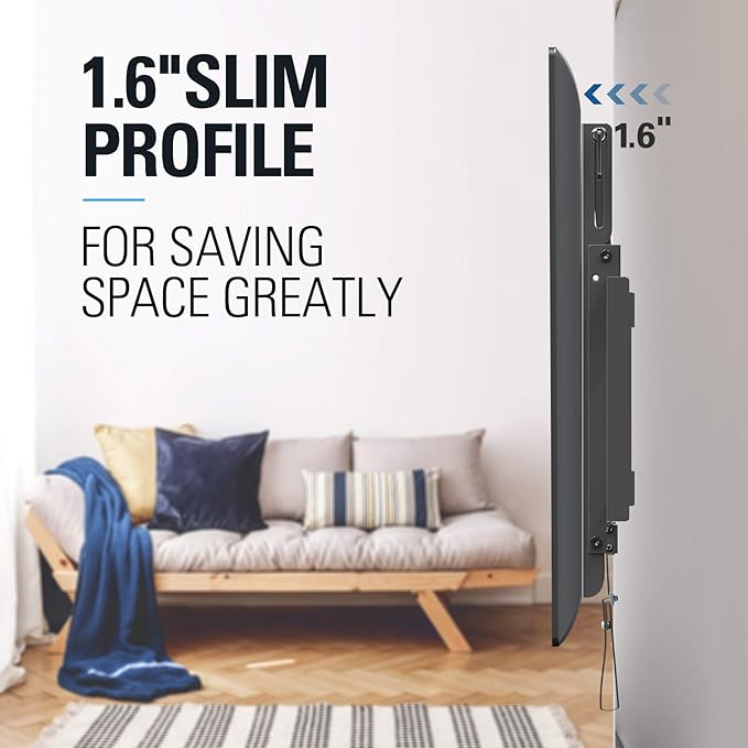 Mounting Dream Tilt TV Wall Mount - Fits 42-70 Inch TVs, Tilt Up to 20 Degrees, VESA 200x100 to 600x400mm, 132 lbs Loading, Fits 16", 18", 24" Studs - MD2165-LK