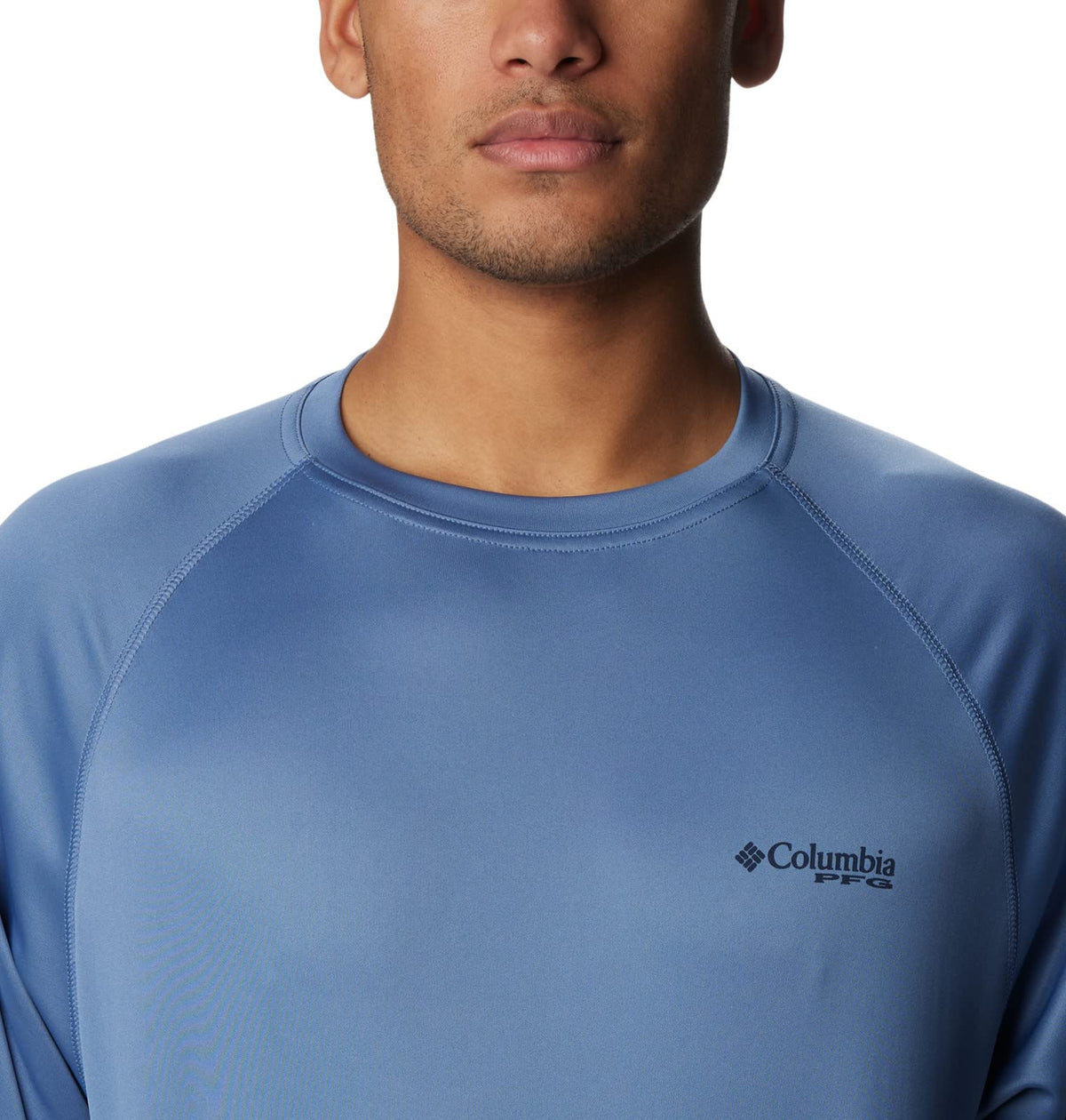 Columbia Men's Terminal Tackle Long Sleeve Shirt, Bluestone/Collegiate Navy Logo, 2X Big