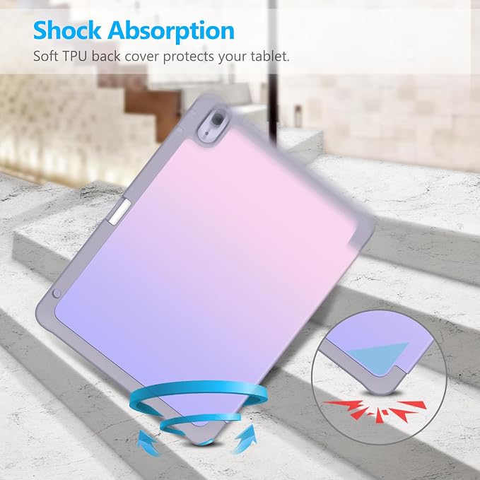 Fintie Slim Case for iPad Air 11-inch &amp iPad Air 5th/4th Generation 10.9 in | Tri-Fold Stand Flexible Soft TPU Back Cover Shockproof Protection Pencil Holder Scratch-Resistant Composition Lil