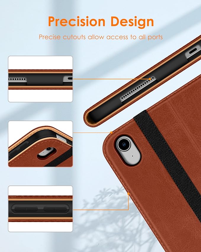 DTTO for iPad Air 11-inch Case M4/M3/M2 (2026/2025/2024) iPad Air 5th / 4th Generation (2022/2020) Premium Leather Business Folio Stand Cover with Pencil Holder - Auto Sleep/Wake Brown