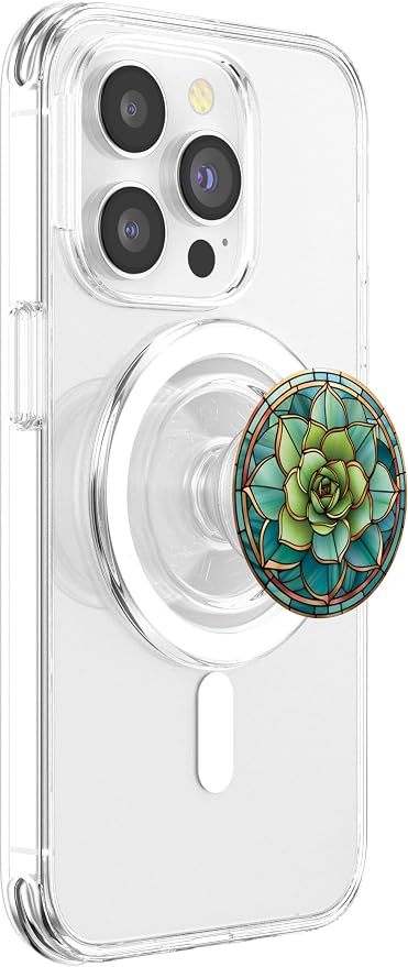 Beautiful Stained Glass Succulent Plant Lover Aesthetic PopSockets PopGrip for MagSafe