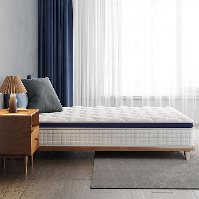 Crystli Twin Size Mattress Bed in A Box, 10 Inch Hybrid Mattress with Zero Pressure Foam, Innerspring for Pressure Relief, Motion Isolation, Medium Firm, CertiPUR-US Certified
