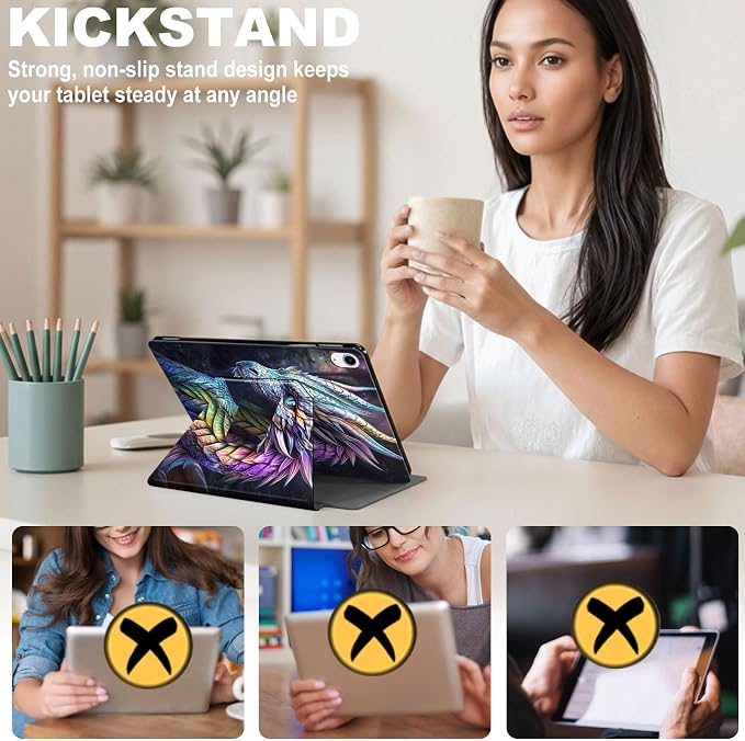 for iPad 11th Generation (A16 2025) 11 / iPad 10th Gen 10.9 2022 Case 360° Rotating PU Leather Stand Cover with Auto Sleep/Wake Shockproof TPU Backl Raccoon Perched