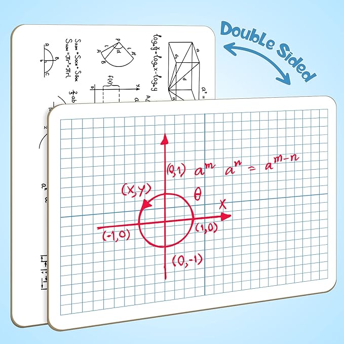 XY Axis Graph Dry Erase Board, 9" x 12" Double-Sided Coordinate Grid Whiteboard, Math Manipulatives for Students, Classroom and Home, Small Dry Erase White Board