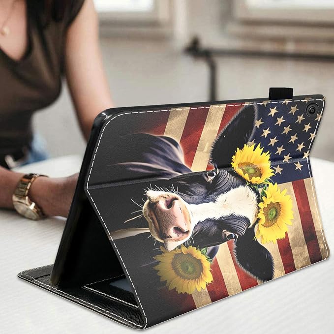 Case for Amazon Kindle Fire HD 10 Tablet 10.1 (9th/7th Generation 2019/2017 Release) Slim Folding Stand Folio Cover with Card Slot &amp Auto Wake/Sleep - African American Girl