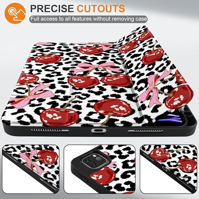 MEEgoodo for iPad Pro M2 12.9 Case 6th/5th/4th/3rd Generation 2022 2021 2020 2018 with Pencil Holder Tablet Cover with Soft TPU Back Shell Art Painted Flowers