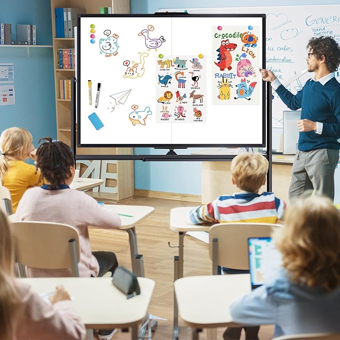 48" X 36" Large Rolling Whiteboard, 360°Rotation Magneitic White Board with Stand, Double Sides Whiteboard Easel on Wheels, Big Dry Erase Board for Office, School, Home