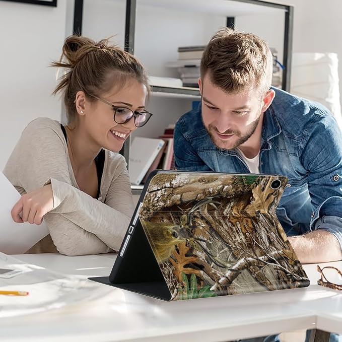 Compatible for Apple iPad Pro 11 Inch 2022/2021/2020/2018 Model (4th/3rd/2nd/1st Generation) with Pencil HolderAdjustable Folio Protective Tablet CoverCamouflage Deer