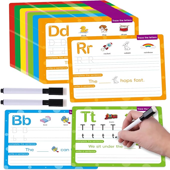ABC Handwriting Drawing Practice Cards,Phonics Sight Words Flash Cards,Alphabet & Number Dry Erase Board for Kids,Learn to Write Letter for Kindergarten,Preschool Writing Practice