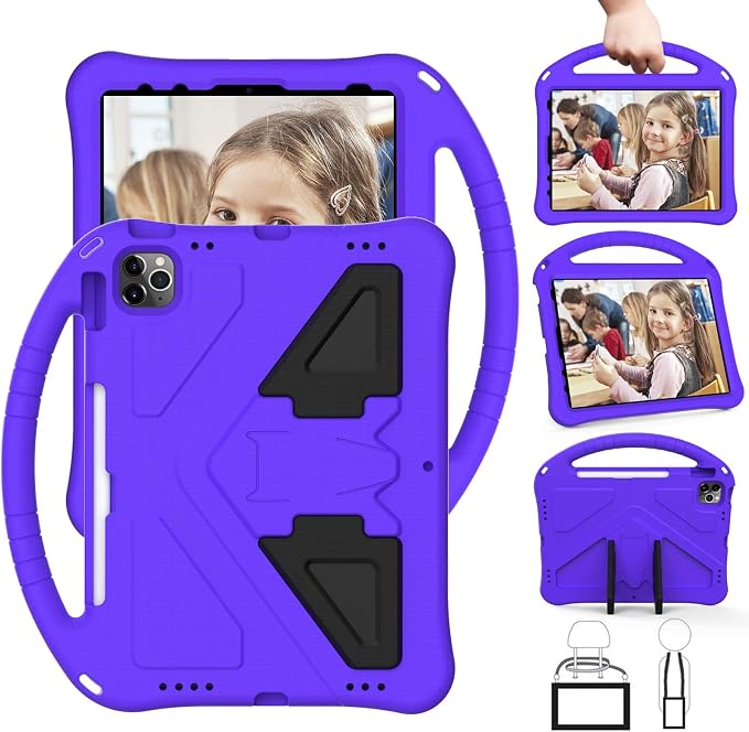 Dteck Kids Case for iPad 10.2 - Shockproof Rugged EVA Handle Stand Child Proof Case for iPad 9/8/7 Generation Black