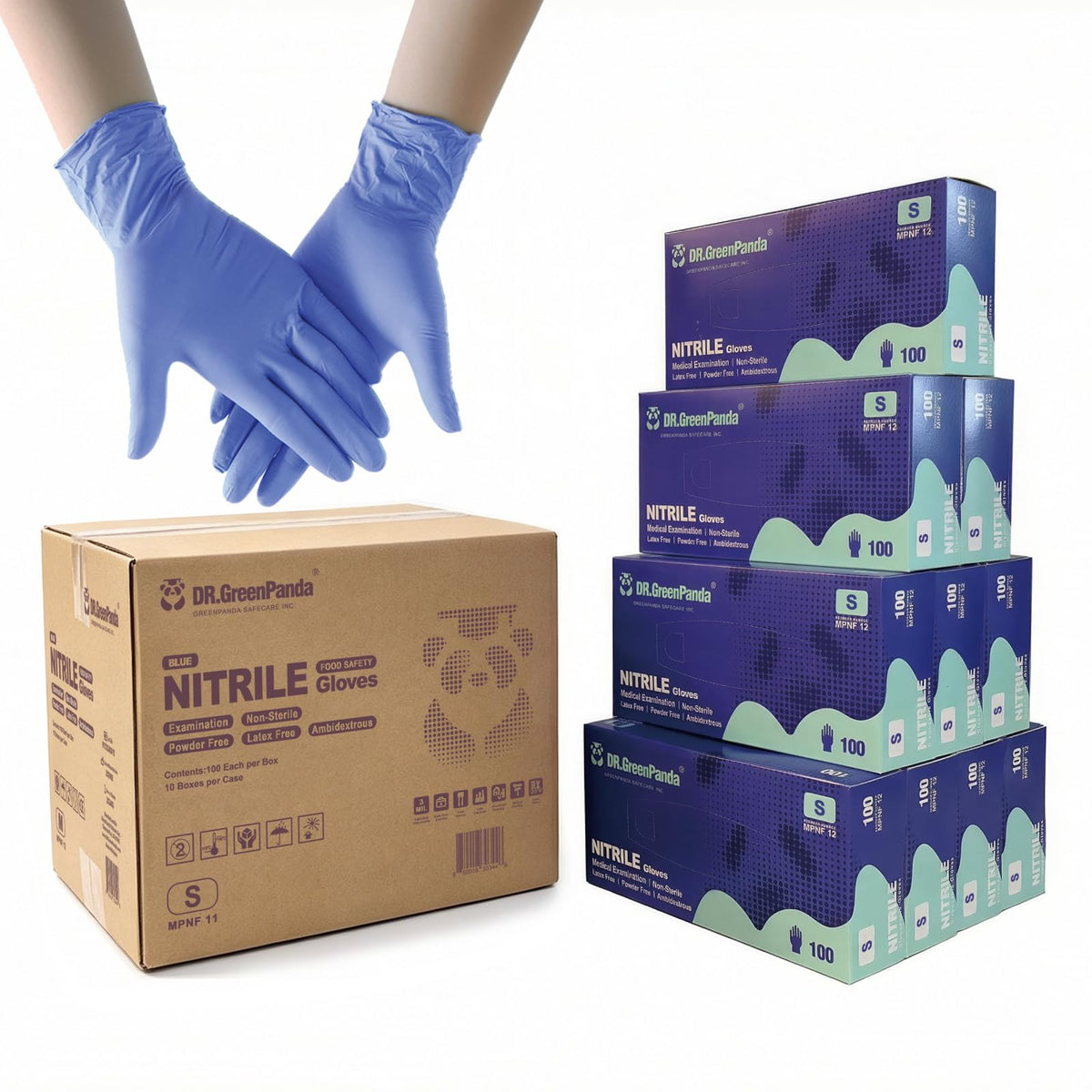 Dr.GreenPanda Blue Nitrile Exam Gloves Small 1000pcs 3mil Food Safe