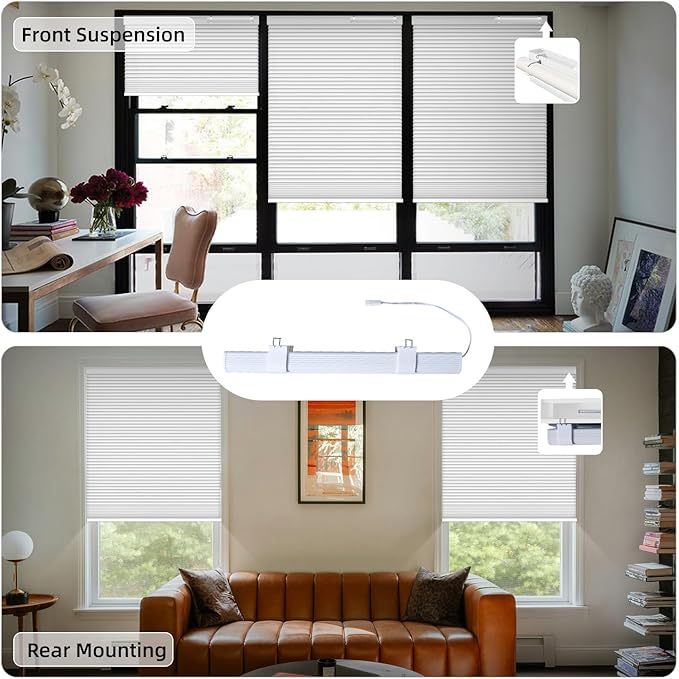 SmartWings Motorized Cellular Shades, Honeycomb Blinds Compatible with Zigbee/Alexa/Z-Wave/Homekit, Wireless Remote Control for Smart Home and Office in Customized Size,100% Blackout White