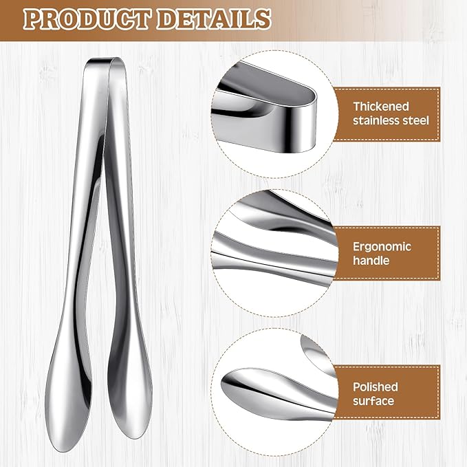 Yiyiring 2 Pack Silver Polished Serving Tongs 9 Inch,12 Inch