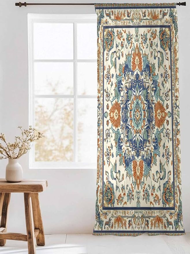 Sheer Curtains 96 Inches Long, Southwest Farmhouse Semi Sheer Curtains Light