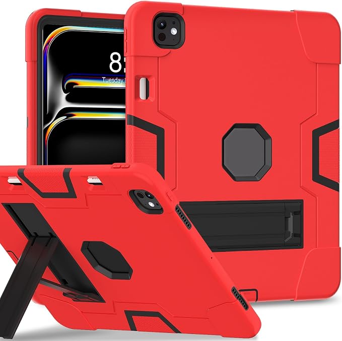 for iPad Pro 13 Inch Case M4 (2024 Model 7th Generation) A2925 A2926 A3007 with Kickstand Silicone Cover Protective Case for iPad Pro 13” Black