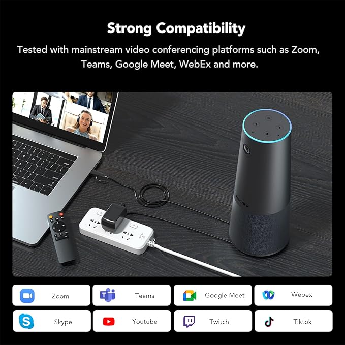 NEARITY C45 2K Video Conference Webcam with Microphone and Speaker, All-in-One Camera with 4 Noise Cancelling Microphone, 5X Zoom FHD Webcam AI Auto-Framing Plug-and-Play for Zoom/Teams/Google Meet