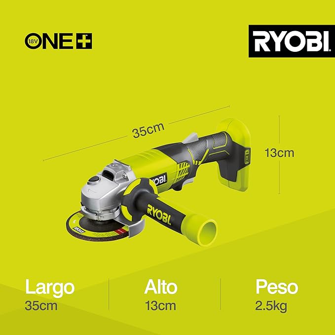 Ryobi 5133001903 R18AG-0 One+ Cordless Angle Grinder Angled