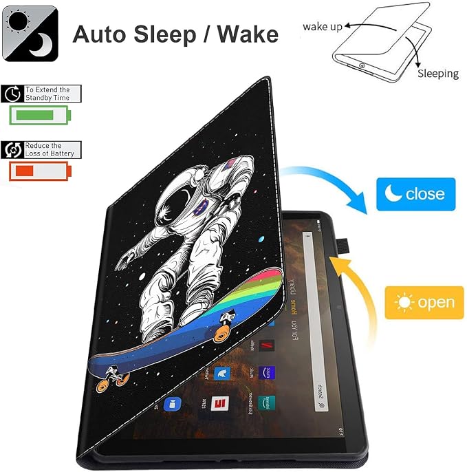 Case for Amazon Kindle Fire Max 11 Case (13th Gen 2023 Release) 11，Slim Fit Foldable Standing Cover Case with Auto Sleep/Wake for Fire 11 Max Tablet，Skull and Fire