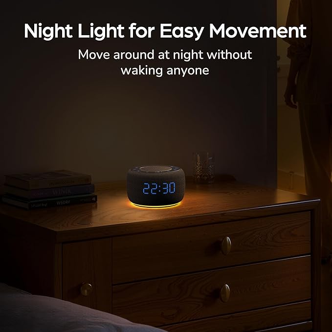 BUFFBEE Alarm Clock with Bluetooth Speaker & FM Radio for Bedside – Gradual Wake-Up Sounds, Fully Dimmable Display & Ambient Night Light, Plug-in Digital Clock for Bedroom
