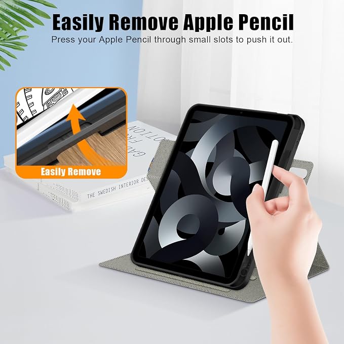 for iPad 10th Generation Case 10.9 inch 2022 with Pencil Holder PU Leather Smart ipad 11th A16 11inch Cover Model: A2696 /A2757 / A2777 Auto Sleep/WakeBlack