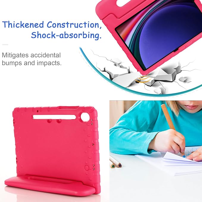 Kids Case for Samsung Galaxy Tab S10 FE Plus 13.1 (2025) Techcircle Handle Stand Light EVA Foam Bumper Protective Rugged Drop Protection Child Proof Cover Black