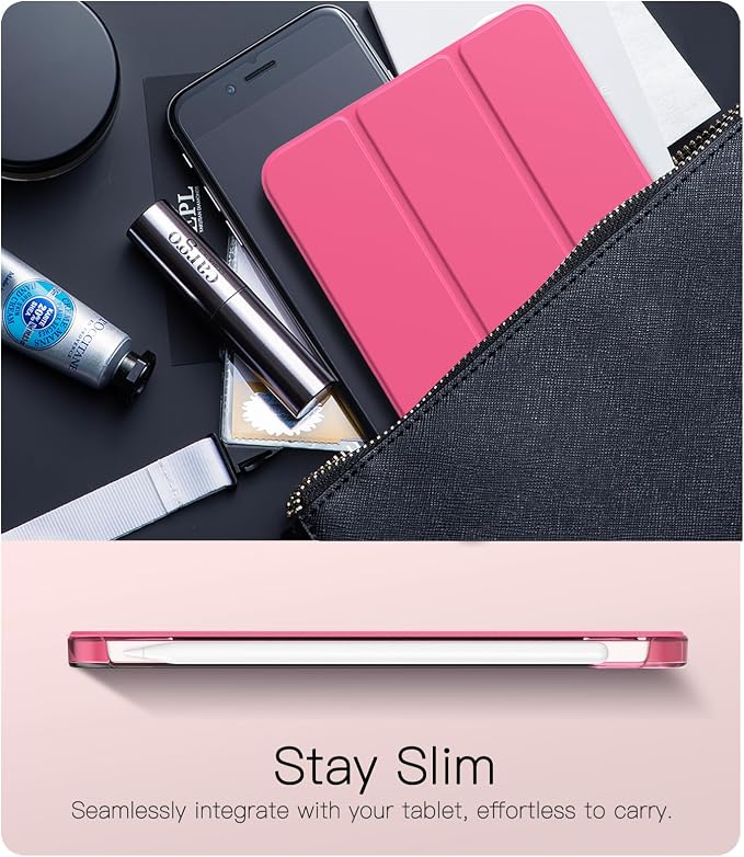 TiMOVO Case for iPad mini 7 A17 Pro 8.3 &amp mini 6th Gen - Black | Slim Translucent Hard Back Folio Cover Support Touch ID Auto Wake/Sleep